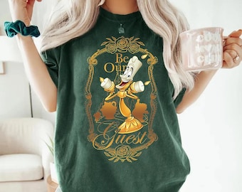 T-shirt rétro Disney La Belle et la Bête Lumière Be Our Guest couleurs confort, chemise de vacances Magic Kingdom Disneyland, t-shirt cadeau d'anniversaire