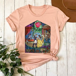 Retro Disney Beauty The Beast Stained Glass Rose Shirt, Funny Magic Kingdom Holiday Unisex T-shirt Family, Disneyland Trip Family Vacation