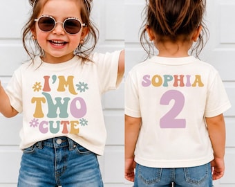 Two cute shirt, 2nd birthday shirt, birthday girl shirt, 2nd birthday outfit, toddler birthday shirt, retro groovy birthday girl , two year