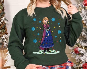Princess Anna Christmas Light Snowflake Comfort Colors Shirt, Disney Princesses Frozen Movie Shirt, Magic Kingdom Disneyland Shirt