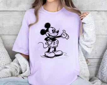 Camisa con colores cómodos y diseño retro de Mickey Mouse de Disney, camisa de Mickey Mouse y sus amigos, camisa de vacaciones en Magic Kingdom Disneyland