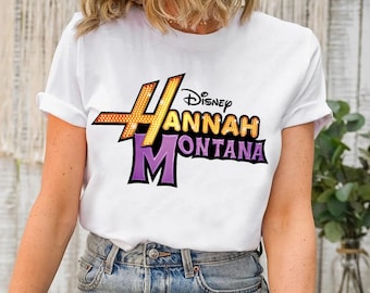 Camiseta con el logotipo de Hannah Montana de Disney, colores cómodos, camiseta de Hannah Montana, camiseta de vacaciones familiares en Magic Kingdom Disneyland, camiseta de regalo de cumpleaños
