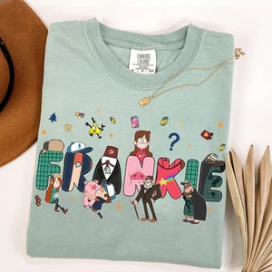 Camiseta personalizada com nome Gravity Falls Comfort Colors, camiseta personalizada Magic Kingdom Disneyland Family combinando, camiseta Dipper Mabel Wendy