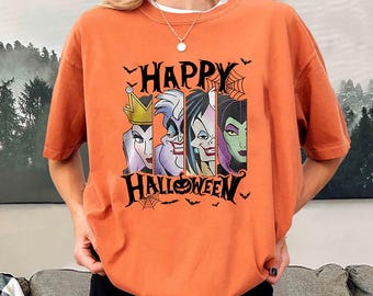 Comfort Colors Disney Villains Happy Halloween Shirt, Mickey's Not So Scary Party, Ursula Crudelia Evil Queen Maleficent, Disneyland Shirt