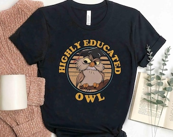 The Sword In The Stone Owl Archimedes Highly Educated Owl Comfort Colors Shirt, Unisex T-shirt Family Birthday Gift Adult Kid Toddler Tee