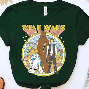 Comfortkleuren Vintage Star Wars Psych Rebels grafisch shirt, Han Solo Chewbacca R2-D2 Artoo-Detoo-shirt, Magic Kingdom Disneyland-shirt