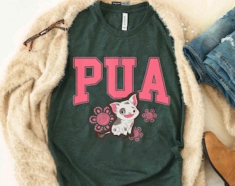 Jolie chemise couleurs confort Disney Moana Pua le cochon, chemise familiale assortie pour les vacances Disneyland, cadeau d'anniversaire t-shirt enfant adulte enfant