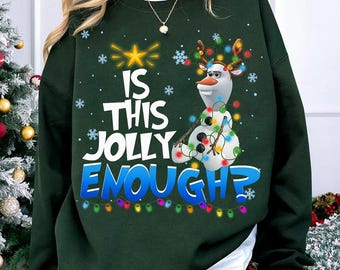 Disney Pixar Frozen Olaf Is This Jolly Enough Christmas Comfort Colors Shirt, Very Merry Xmas Magic Kingdom Disneyland Family Vacation Tee