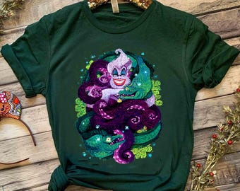Disney Villains Mała Syrenka Ursula Starry Sea Comfort Colors Shirt, Magic Kingdom Disneyland Trip Family Vacation Tee
