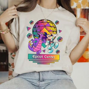 Figment Dragon & Mickey Mouse Epcot Center Comfort Colors T-Shirt, Disney Epcot Purple Dragon Tee, WDW Family Trip Shirt, Birthday Gift Tee