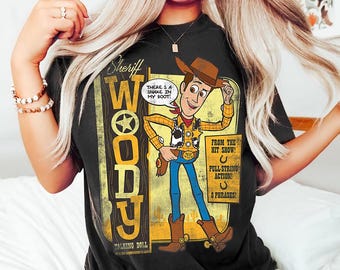 Vintage Disney Pixar Toy Story Sheriff Woody Distressed Comfort Colors Shirt, Disney Cowboy Magic Kingdom Disneyland Family Matching Tee