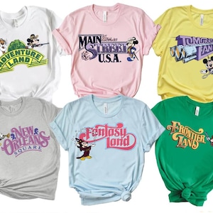 Vintage Disneyland Parks Shirt 90s Comfort Colors Shirt For Disney Trip Main Street USA Tomorrowland Fantasyland Bear Country Adventureland