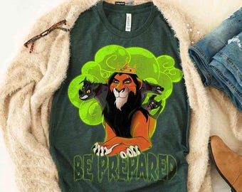 Camiseta Disney Lion King Villains Scar & Sidekicks Be Prepared Comfort Colors, camiseta de viaje familiar a Disneyland Magic Kingdom, camiseta de regalo de cumpleaños