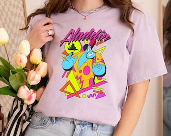 Disney Aladdin Genie 90s Style Portrait Comfort Colors T-Shirt, WDW Epcot Theme Park Magic Kingdom Disneyland Shirt, Genie In A Bottle Tee