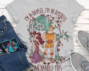 Camiseta retro Disney Hércules Megara Damisela en apuros con colores cómodos, camiseta de mito griego, camiseta de Disneyland Magic Kingdom, camiseta de regalo de cumpleaños