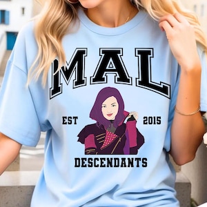 Descendants Mal Graphic Portrait Comfort Colors T-Shirt, Magic Kingdom Disneyland Family Vacation Shirt, Birthday Gift Tee