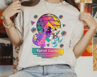 Figment Dragon & Mickey Mouse Epcot Center Comfort Colors T-Shirt, Disney Epcot Purple Dragon Tee, WDW Family Trip Shirt, Birthday Gift Tee