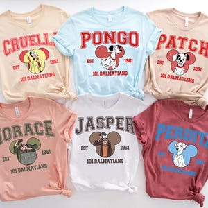 Custom Disney 101 Dalmatians Character Comfort Colors T-Shirt, Pongo Perdita Cruella Tee, Magic Kingdom Disneyland Family Matching Shirt