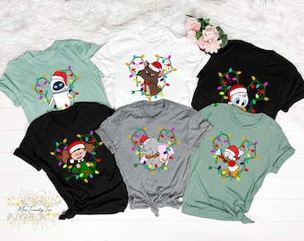 Personalized Disney All Characters Christmas Family Matching T-shirt, Custom Disneyland Xmas Tee, Mickey Very Merry Xmas