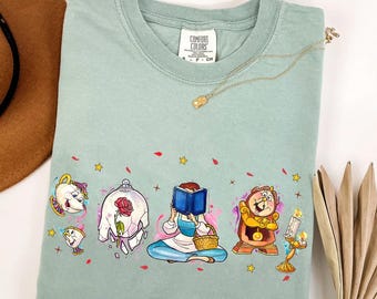 Vintage Disney Beauty And The Beast Characters Comfort Colors Shirt, Disney Princess Belle Tee, Magic Kingdom Disneyland Family Matching Tee