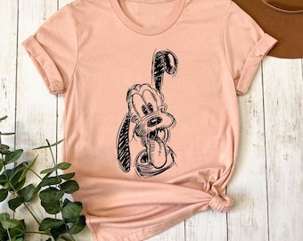 Bonita camiseta con retrato del perro Pluto de Disney, Mickey y sus amigos, colores cómodos, camiseta de vacaciones familiares en Magic Kingdom Disneyland