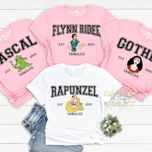 Custom Disney Tangled Character Comfort Colors T-Shirt, Rapunzel Pascal Mother Gothel Flynn Rider Tee, WDW Epcot Disneyland Matching Tee