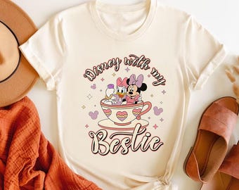 Disney With My Bestie Minnie Mouse And Daisy Duck Comfort Colors T-Shirt, Magic Kingdom Disneyland Matching Tee, WDW Epcot Theme Park