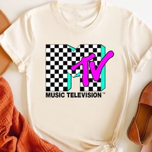 Retro MTV Checkered Logo Graphic Comfort Colors T-shirt, Music Television MTV Logo Tee, MTV Logo T-shirt, Disneyland Family Matching Shirts