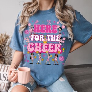 Disney Princess Here For The Cheer Comfort Colors Shirt, Mickey & Friends WDW Cheerleading and Dance Championships Tee, Cheer Mom Shirt