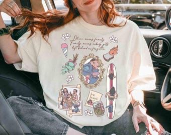 Disney Lilo And Stitch Ohana Means Family Comfort Colors T-Shirt, Lilo & Stitch Movie 2025 Tee, Magic Kingdom Disneyland Family Matching Tee