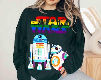 Star Wars Droids R2-D2 BB-8 Regenbogen Pride Comfort Farben T-Shirt, Star Wars Logo Regenbogen T-Shirt, Pride Month Shirt, Star Wars Pride LGBT Tee