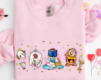 Disney Beauty And The Beast Characters Comfort Colors T-Shirt, Disney Princess Belle & Friends, Magic Kingdom Disneyland Family Matching Tee