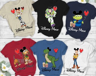 Disney Mode Toy Story Characters Mickey Ears Hat Comfort Colors T-Shirt, Magic Kingdom Disneyland Family Vacation Shirt, Birthday Gift Tee