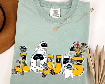 Camiseta personalizada de Disney Pixar Wall-E con colores cómodos, camiseta de Wall-E y Eva, camiseta de vacaciones familiares de Magic Kingdom Disneyland