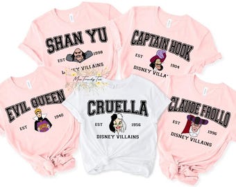 Custom Disney Villain Comfort Colors T-Shirt, Cruella Evil Queen Ursula Captain Hook Tee, Magic Kingdom Disneyland Group Matching Shirt