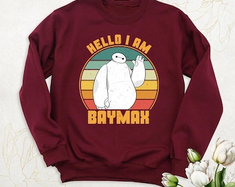 Comfort Colors Retro Disney Big Hero 6 Hello I'm Baymax Graphic T-Shirt, Cute Baymax Shirt, Magic Kingdom Disneyland Family Vacation Shirt