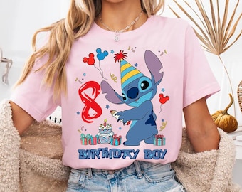Personalized Disney Lilo And Stitch Birthday Boy Birthday Girl Comfort Colors T-Shirt, Magic Kingdom Disneyland Family Matching Teee