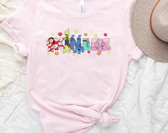 Camiseta personalizada con nombre de Lilo y Stitch de Comfort Colors, camiseta personalizada a juego con el ángel de Disney Lilo y Stitch Pleakley, camiseta con nombre para niños, camiseta de cumpleaños
