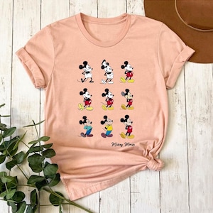 Camiseta clásica Disney Evolution of Mickey Mouse Comfort Colors, camiseta de vacaciones familiares Magic Kingdom Disneyland, camiseta de regalo de cumpleaños