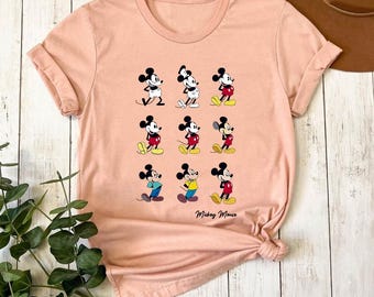 Camiseta clásica Disney Evolution of Mickey Mouse Comfort Colors, camiseta de vacaciones familiares Magic Kingdom Disneyland, camiseta de regalo de cumpleaños