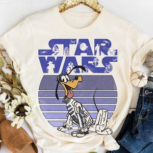 Disney Mickey & Friends Star Wars Crossover Pluto R2-D2 Comfort Colors T-Shirt, Galaxy&#39;s Edge Disneyland Family Vacation Shirt