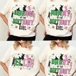 Personalized Wicked Musical Green Witch Pink Witch Birthday Girl Comfort Colors T-Shirt, Magic Kingdom Disneyland Family Matching Tee