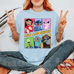 Disney Lilo & Stitch Group Characters Comfort Colors T-Shirt, Magic Kingdom Disneyland Family Vacation Shirt, Birthday Gift Tee