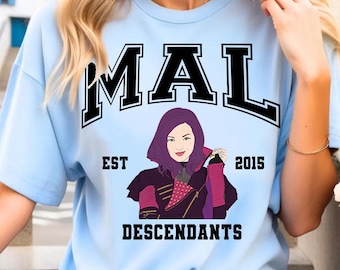 Descendants Mal Graphic Portrait Comfort Colors T-Shirt, Magic Kingdom Disneyland Family Vacation Shirt, Birthday Gift Tee