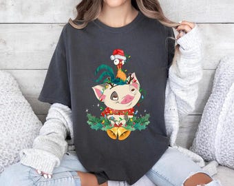 Disney Moana Pua Hei Hei Christmas Comfort Colors T-Shirt, Mickey's Very Merry Xmas, Moana Christmas Shirt, Magic Kingdom Disneyland Shirt