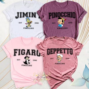 Disney Pinocchio Character Comfort Colors T-Shirt, Geppetto Jiminy Figaro Tee, Magic Kingdom Disneyland Family Matching Tee, Birthday Gift