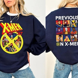 Maglietta retrò bifacciale X-Men '97, precedentemente presente su X-Men, colori comfort, maglietta Marvel Comics, maglietta Marvel Fans, maglietta Disneyland Family Vacation