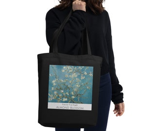 Van Gogh Tote Bag "Almond Blossom" / Impresión de arte en Tote Bag de pintura de Vincent Van Gogh / Shopping Bag Plant Garden White