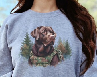 Dog Portrait Sweatshirt- Labrador Retriever Hunting dog Sweatshirt  - Unisex Sweatshirt, Chocolate Lab Sweatshirt -Christmas Gift for Hunter