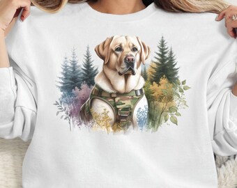 Dog Portrait Sweatshirt- Labrador Retriever Hunting dog Sweatshirt  - Unisex Sweatshirt, Yellow Lab Sweatshirt - Christmas Gift for Hunter